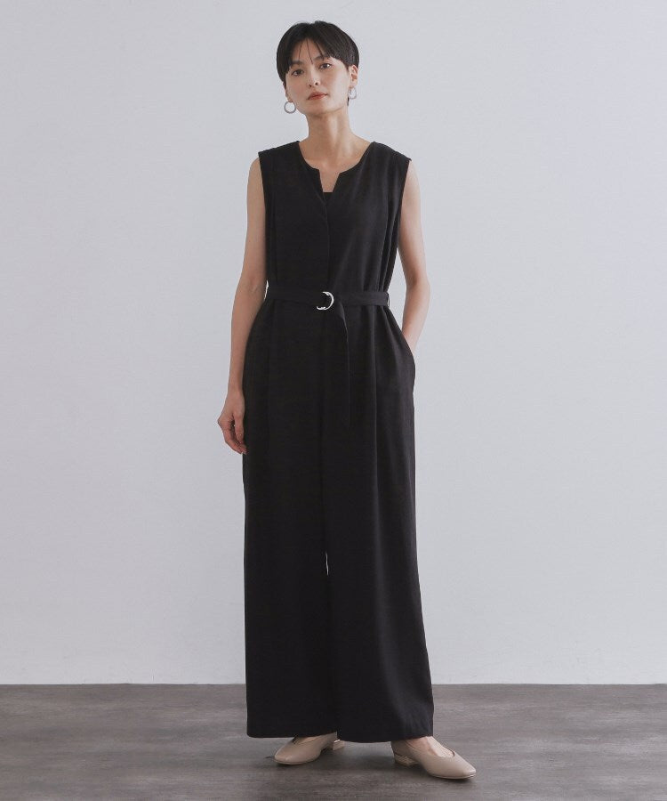 オペーク ドット クリップ OPAQUE.CLIP 麻混ベルト付きオールインワン【洗濯機洗い可】 （ブラウン(043)） ブラウン(043)