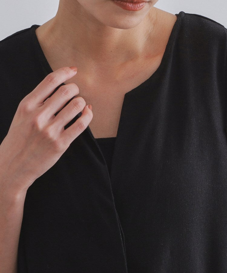 オペーク ドット クリップ OPAQUE.CLIP 麻混ベルト付きオールインワン【洗濯機洗い可】 （ブラウン(043)） ブラウン(043)