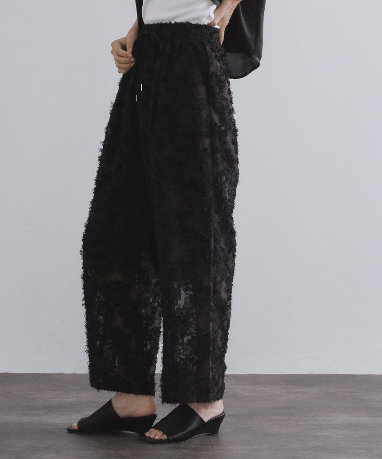 オペーク ドット クリップ OPAQUE.CLIP フリンジジャカードイージーパンツ【洗濯機洗い可】 （ブラック(019)） ブラック(019)