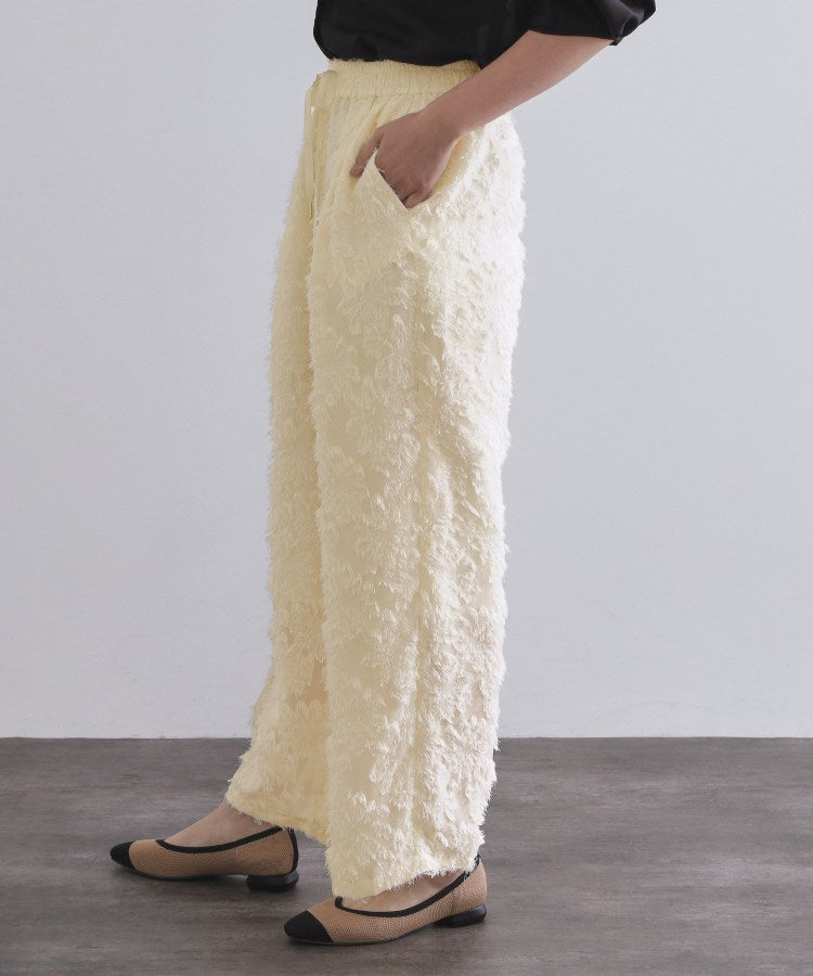 オペーク ドット クリップ OPAQUE.CLIP フリンジジャカードイージーパンツ【洗濯機洗い可】 （ブラック(019)） ブラック(019)