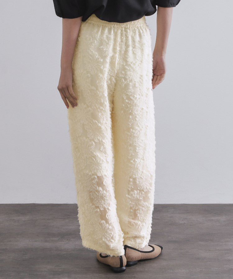 オペーク ドット クリップ OPAQUE.CLIP フリンジジャカードイージーパンツ【洗濯機洗い可】 （ブラック(019)） ブラック(019)