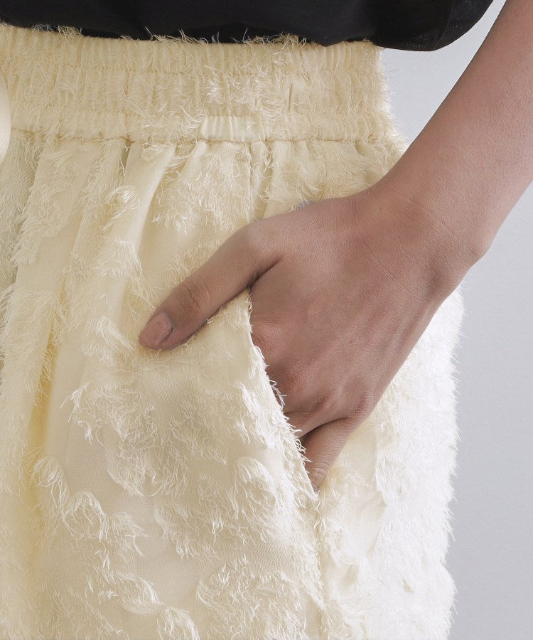 オペーク ドット クリップ OPAQUE.CLIP フリンジジャカードイージーパンツ【洗濯機洗い可】 （ブラック(019)） ブラック(019)