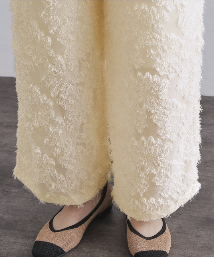 オペーク ドット クリップ OPAQUE.CLIP フリンジジャカードイージーパンツ【洗濯機洗い可】 （ブラック(019)） ブラック(019)