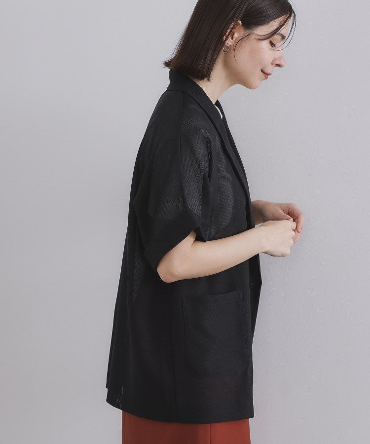 オペーク ドット クリップ OPAQUE.CLIP メッシュリラクシーテーラードジャケット【洗濯機洗い可】 （ブラック(019)） ブラック(019)