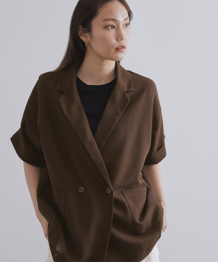 オペーク ドット クリップ OPAQUE.CLIP メッシュリラクシーテーラードジャケット【洗濯機洗い可】 （ブラック(019)） ブラック(019)