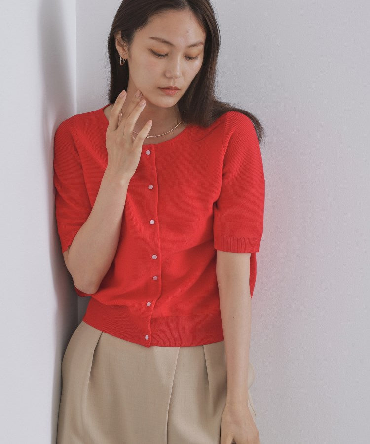 オペーク ドット クリップ OPAQUE.CLIP UVケア ガーダーニットカーディガン【洗濯機洗い可】 （レッド(062)） レッド(062)