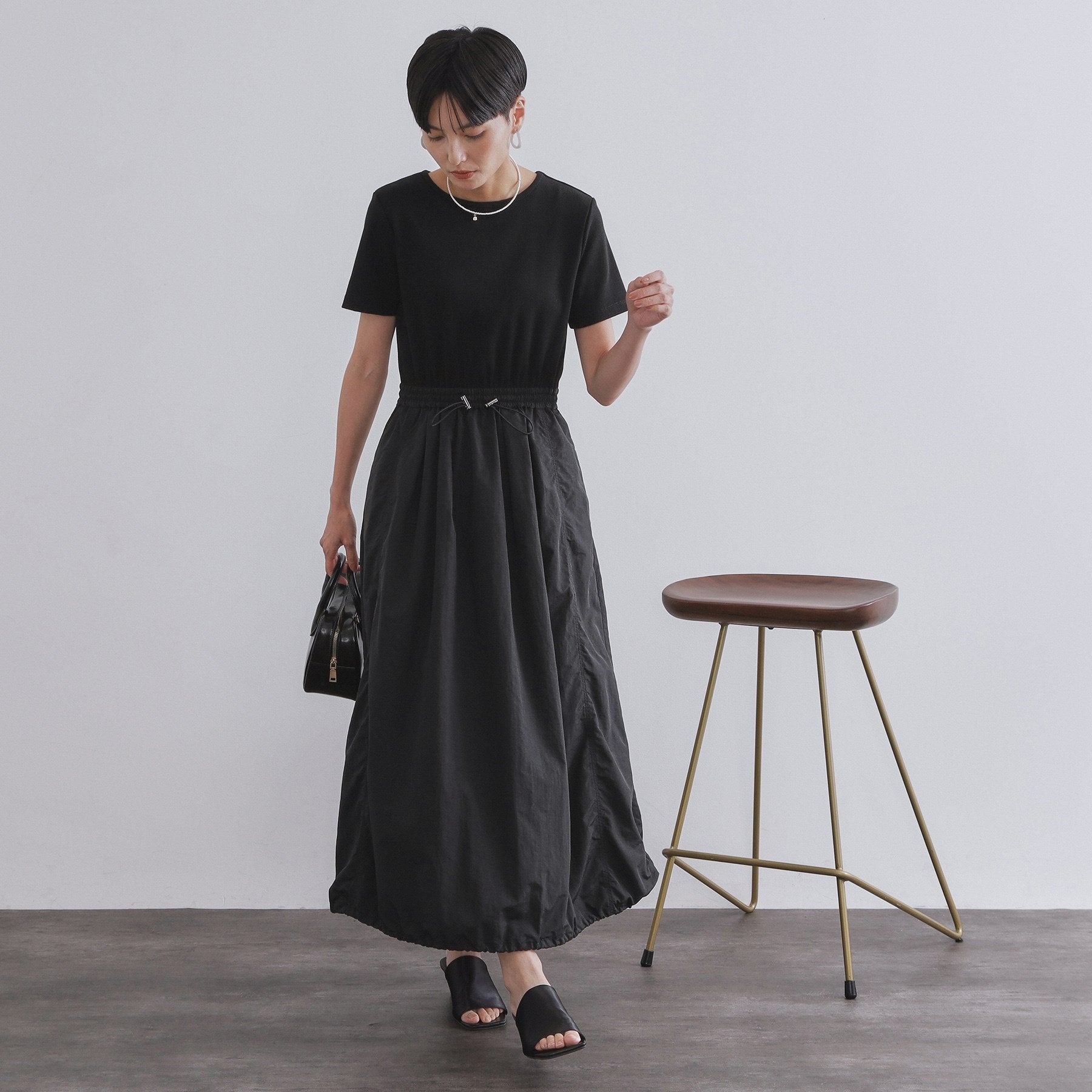 オペーク ドット クリップ OPAQUE.CLIP 2WAYスピンドル使いドッキングワンピース【洗濯機洗い可】 （ブラック(019)） ブラック(019)