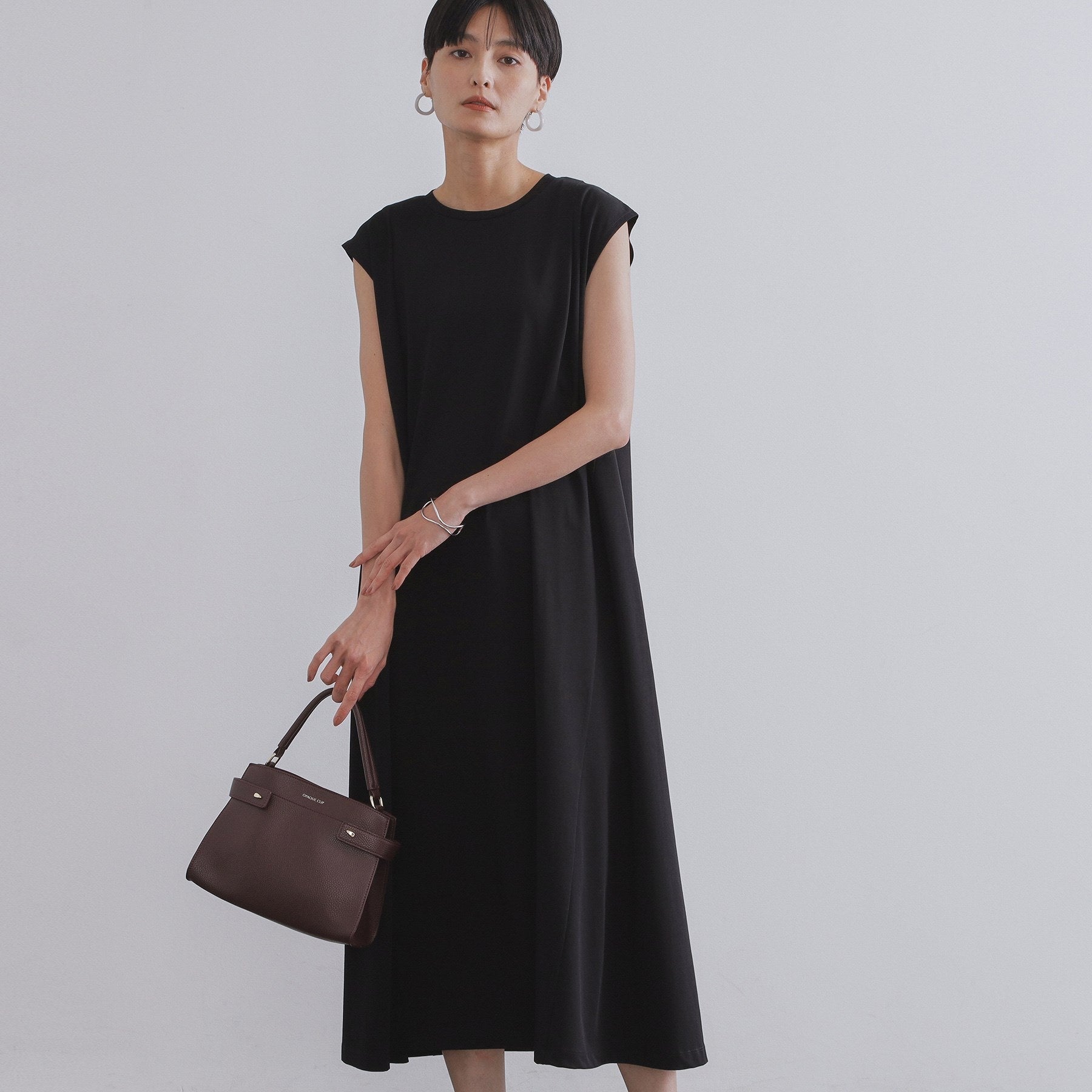 オペーク ドット クリップ OPAQUE.CLIP カットソーフレアワンピース【接触冷感／洗濯機洗い可】 （ブラック(019)） ブラック(019)