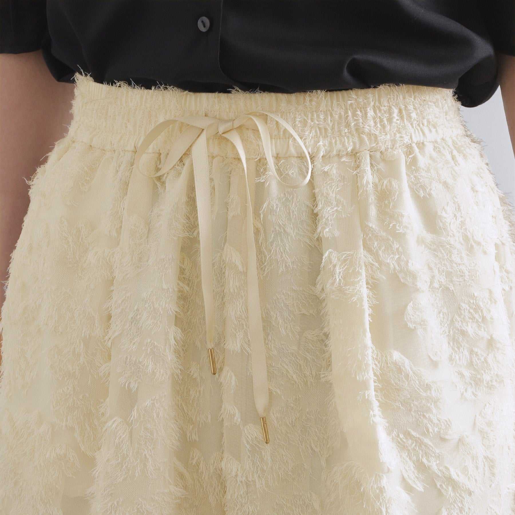 オペーク ドット クリップ OPAQUE.CLIP フリンジジャカードイージーパンツ【洗濯機洗い可】 （ブラック(019)） ブラック(019)