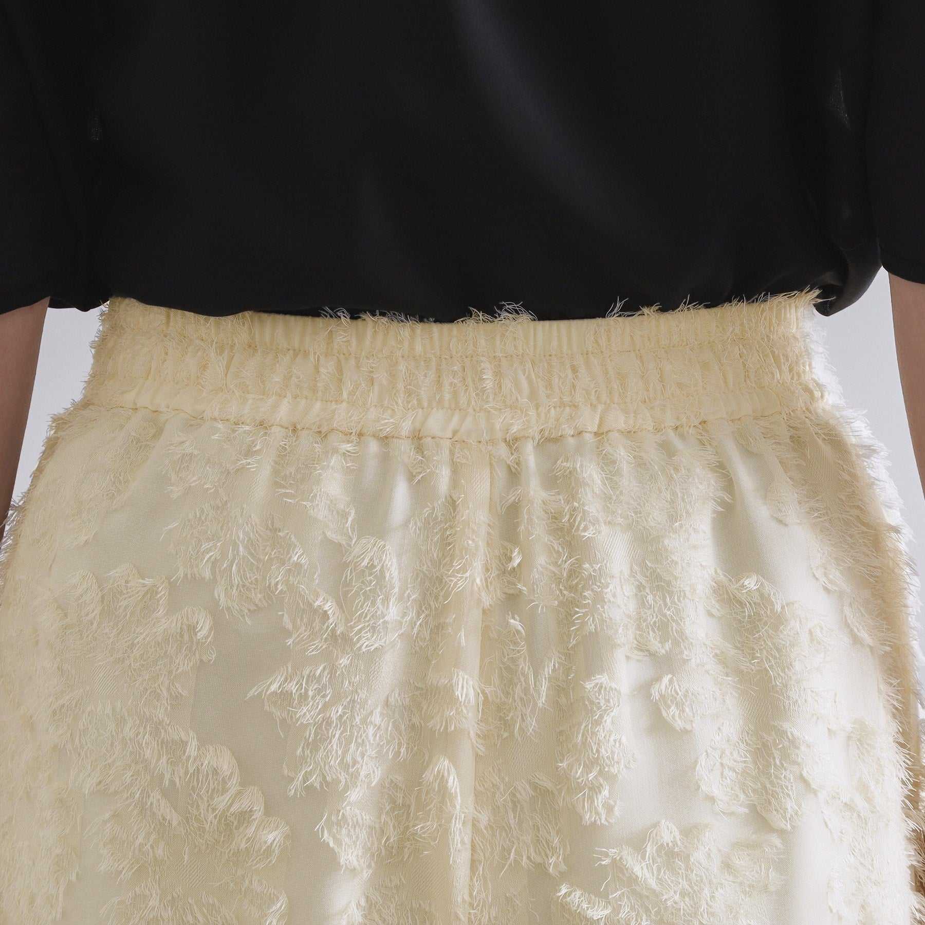 オペーク ドット クリップ OPAQUE.CLIP フリンジジャカードイージーパンツ【洗濯機洗い可】 （ブラック(019)） ブラック(019)