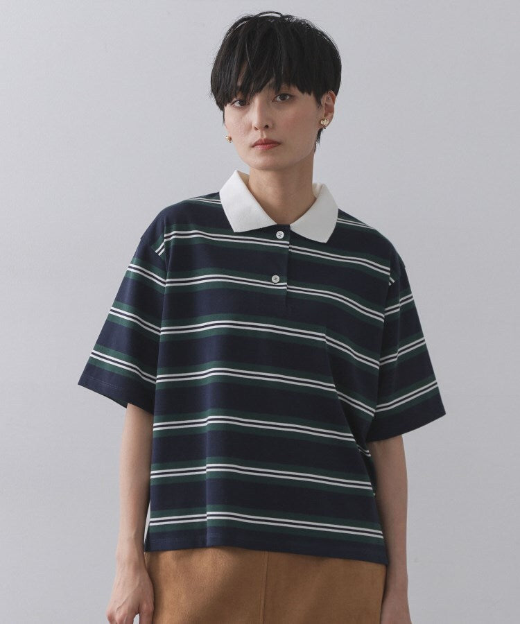 オペーク ドット クリップ OPAQUE.CLIP カラーボーダーポロカットソー【洗濯機洗い可】 （ベージュ(352)） ベージュ(352)