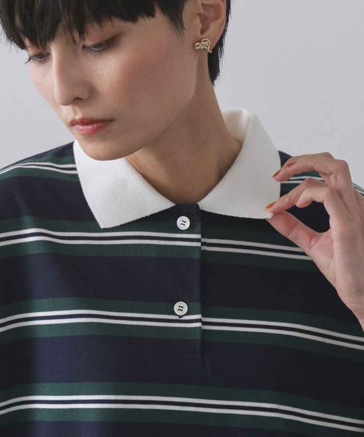 オペーク ドット クリップ OPAQUE.CLIP カラーボーダーポロカットソー【洗濯機洗い可】 （ベージュ(352)） ベージュ(352)