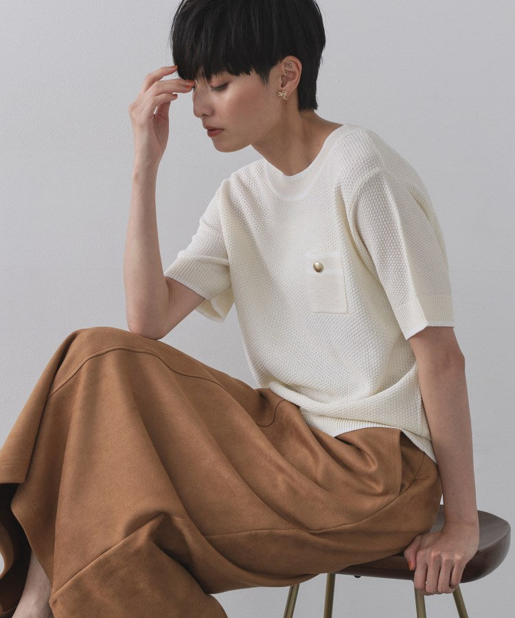 オペーク ドット クリップ OPAQUE.CLIP ツイードライクポケット付きニット【洗濯機洗い可／抗ピル】 （オフホワイト(003)） オフホワイト(003)