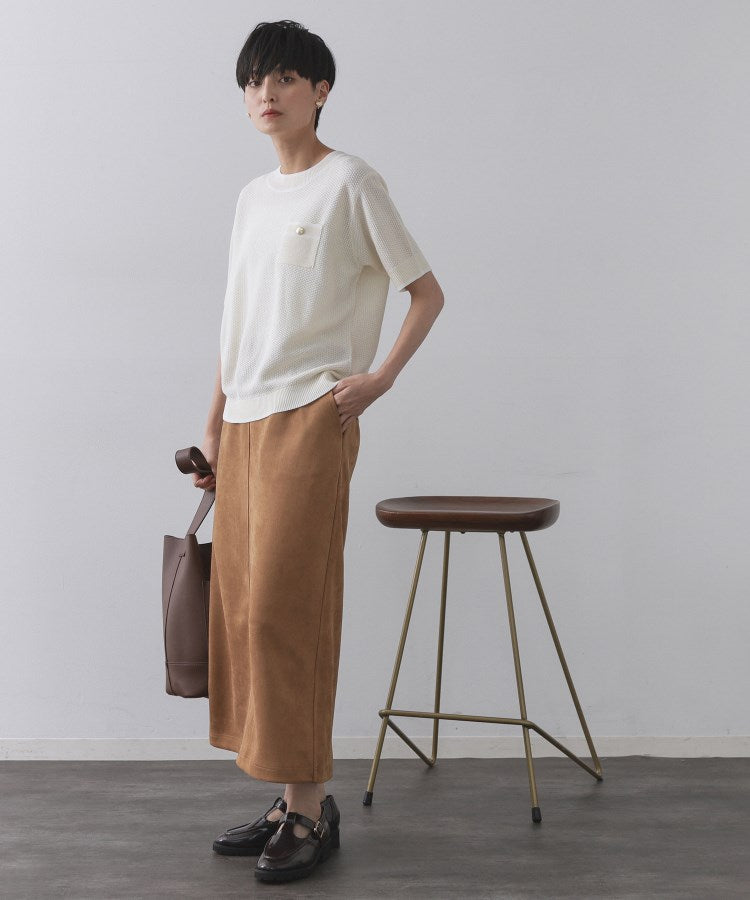 オペーク ドット クリップ OPAQUE.CLIP ツイードライクポケット付きニット【洗濯機洗い可／抗ピル】 （オフホワイト(003)） オフホワイト(003)