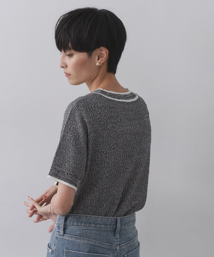 オペーク ドット クリップ OPAQUE.CLIP ツイードライクポケット付きニット【洗濯機洗い可／抗ピル】 （オフホワイト(003)） オフホワイト(003)