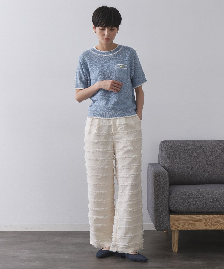 オペーク ドット クリップ OPAQUE.CLIP ツイードライクポケット付きニット【洗濯機洗い可／抗ピル】 （オフホワイト(003)） オフホワイト(003)