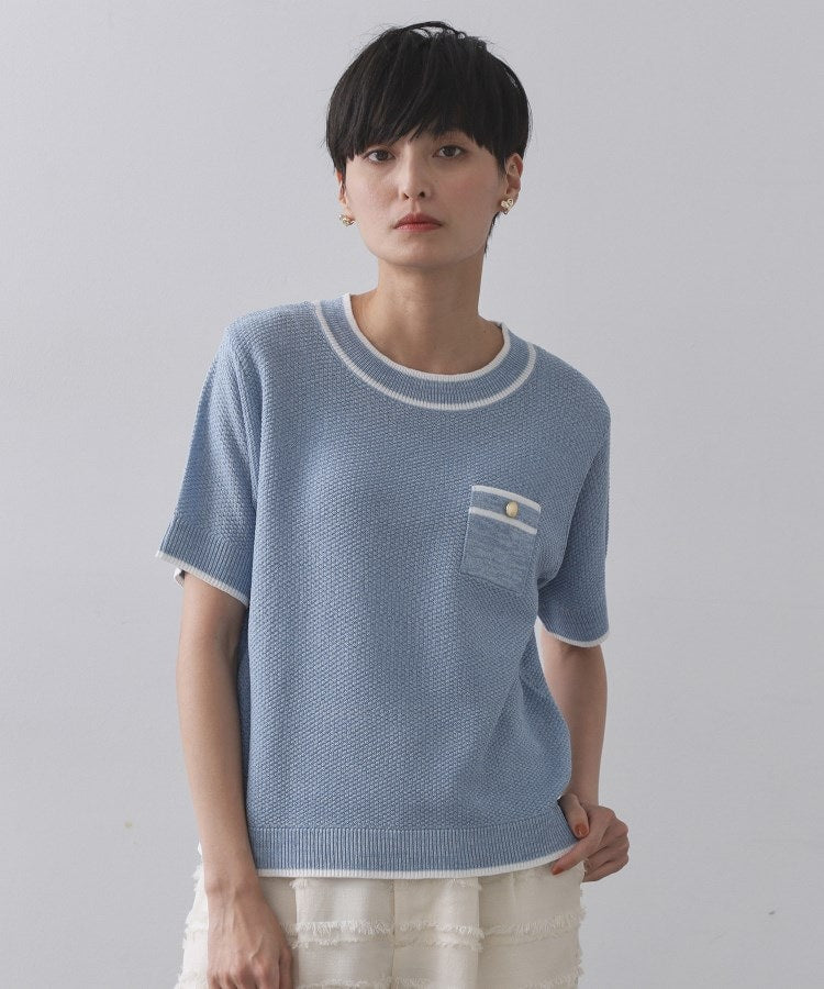 オペーク ドット クリップ OPAQUE.CLIP ツイードライクポケット付きニット【洗濯機洗い可／抗ピル】 （オフホワイト(003)） オフホワイト(003)