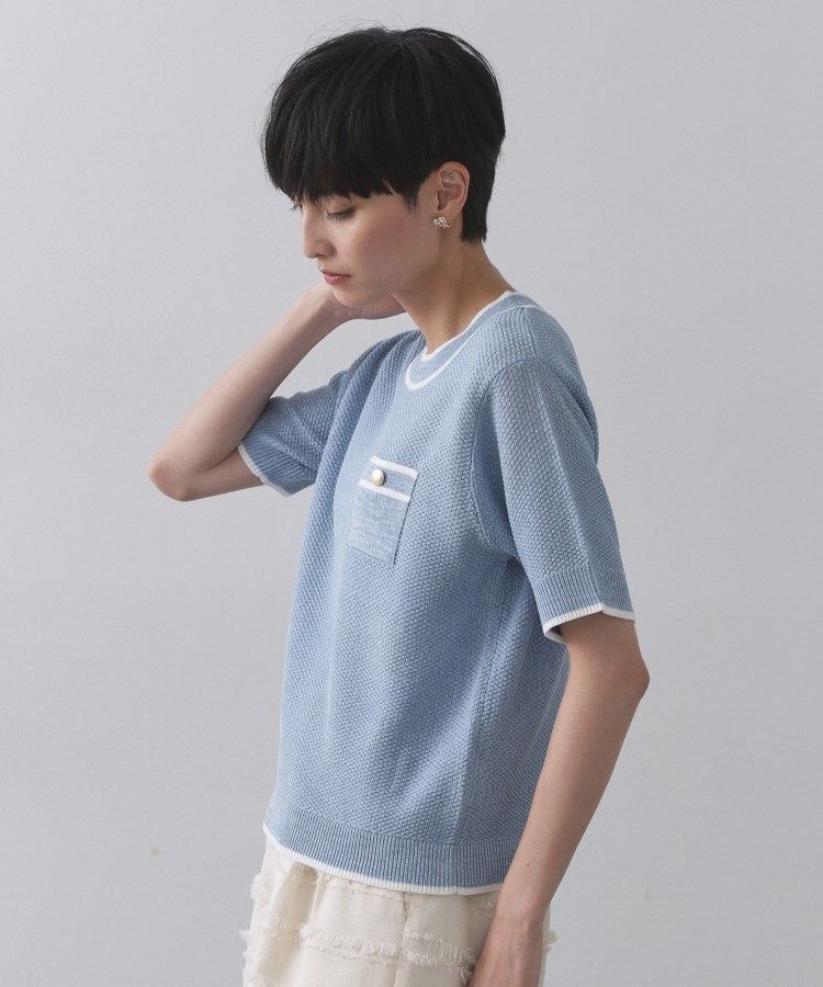 オペーク ドット クリップ OPAQUE.CLIP ツイードライクポケット付きニット【洗濯機洗い可／抗ピル】 （オフホワイト(003)） オフホワイト(003)