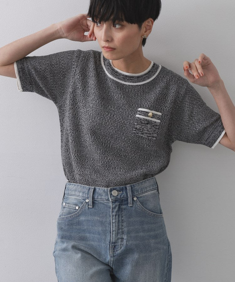 オペーク ドット クリップ OPAQUE.CLIP ツイードライクポケット付きニット【洗濯機洗い可／抗ピル】 （オフホワイト(003)） オフホワイト(003)