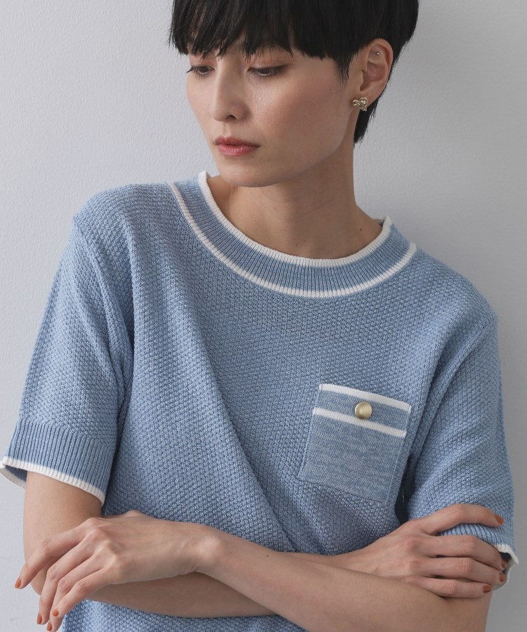 オペーク ドット クリップ OPAQUE.CLIP ツイードライクポケット付きニット【洗濯機洗い可／抗ピル】 （オフホワイト(003)） オフホワイト(003)