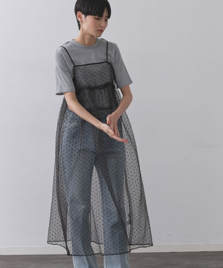 オペーク ドット クリップ OPAQUE.CLIP シアードットレイヤードキャミワンピース【洗濯機洗い可】 （ブラック(019)） ブラック(019)