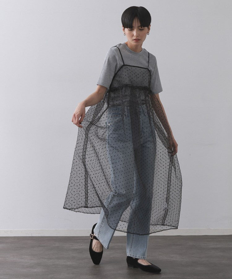 オペーク ドット クリップ OPAQUE.CLIP シアードットレイヤードキャミワンピース【洗濯機洗い可】 （ブラック(019)） ブラック(019)