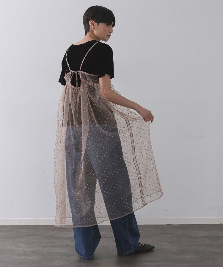 オペーク ドット クリップ OPAQUE.CLIP シアードットレイヤードキャミワンピース【洗濯機洗い可】 （ブラック(019)） ブラック(019)