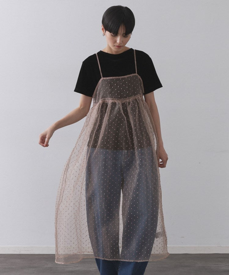 オペーク ドット クリップ OPAQUE.CLIP シアードットレイヤードキャミワンピース【洗濯機洗い可】 （ブラック(019)） ブラック(019)