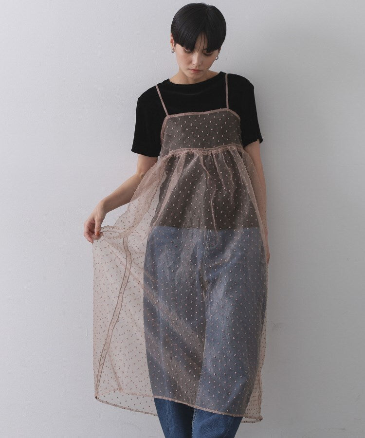 オペーク ドット クリップ OPAQUE.CLIP シアードットレイヤードキャミワンピース【洗濯機洗い可】 （ベージュ(052)） ベージュ(052)