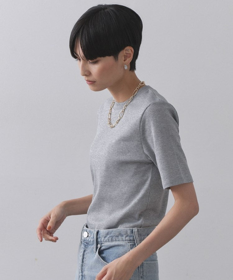 オペーク ドット クリップ OPAQUE.CLIP ラメリブカットソー【洗濯機洗い可】 （グレー(612)） グレー(612)