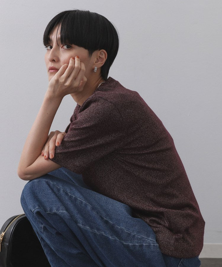 オペーク ドット クリップ OPAQUE.CLIP ラメリブカットソー【洗濯機洗い可】 （グレー(612)） グレー(612)