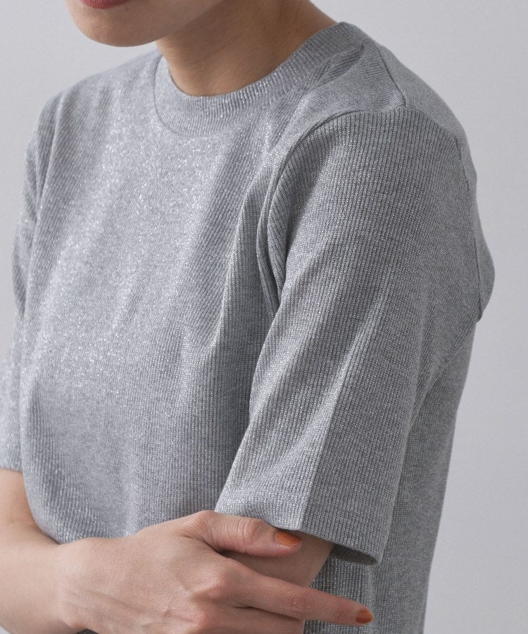 オペーク ドット クリップ OPAQUE.CLIP ラメリブカットソー【洗濯機洗い可】 （グレー(612)） グレー(612)