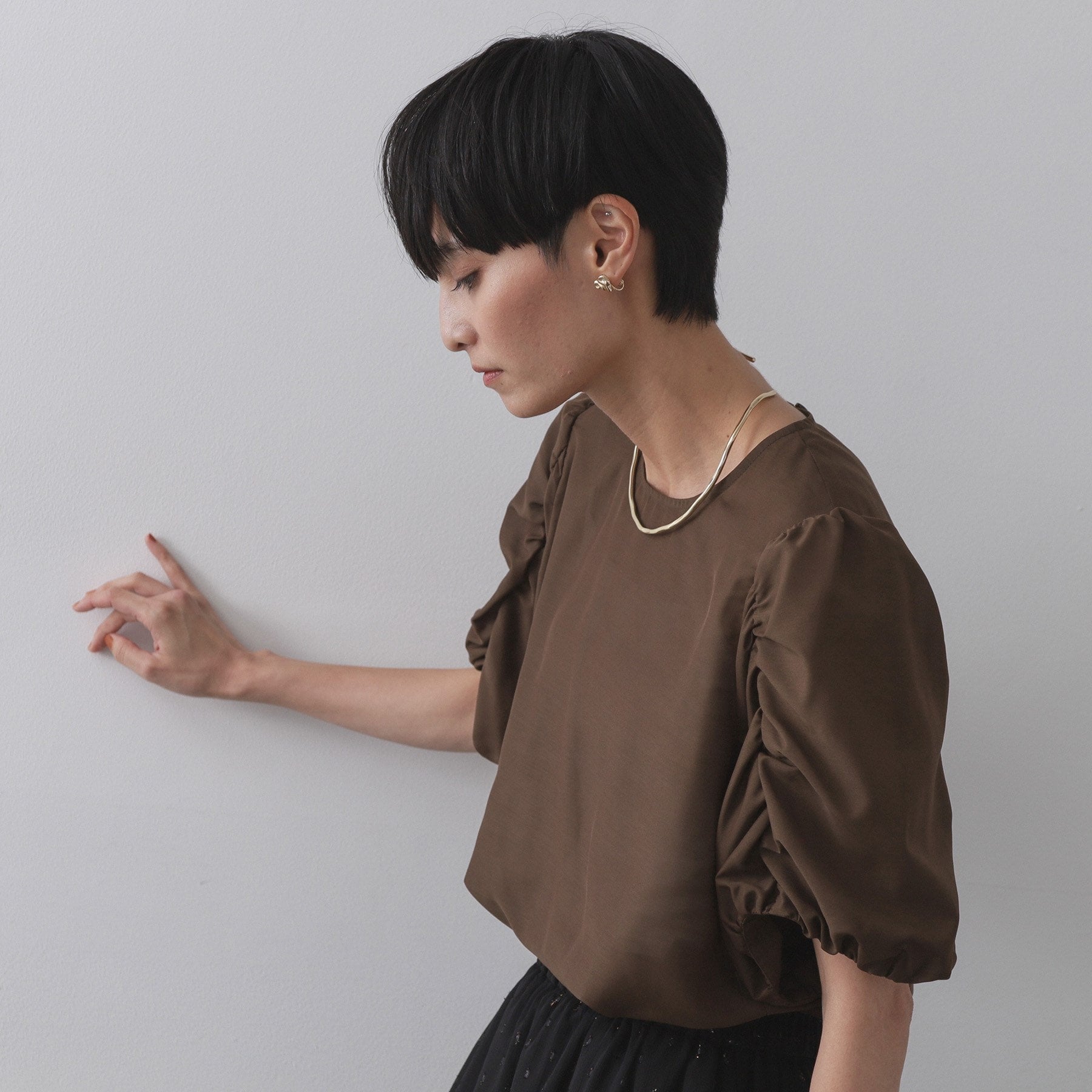 オペーク ドット クリップ OPAQUE.CLIP シアーボリュームスリーブブラウス【洗濯機洗い可】 （レッド(062)） レッド(062)