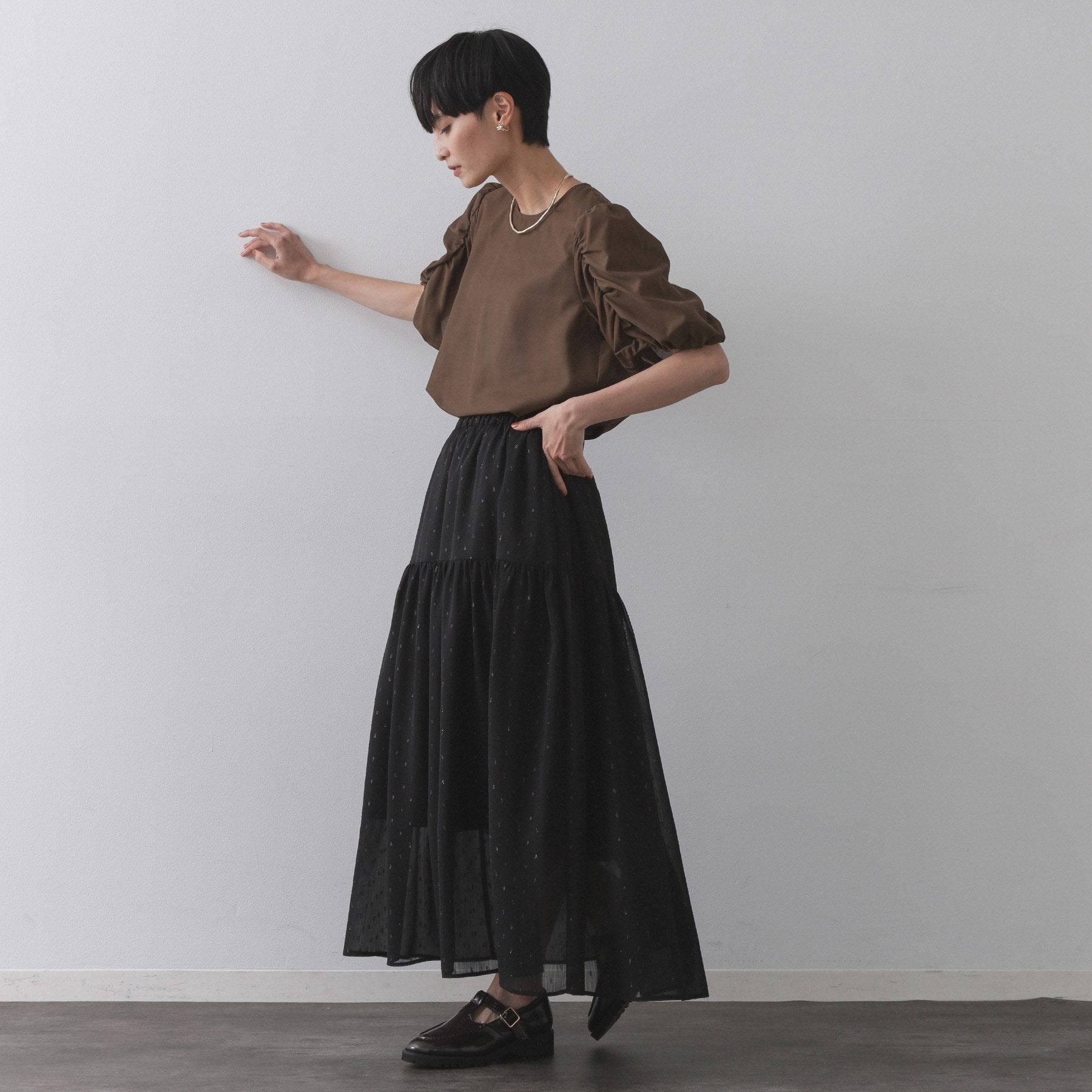 オペーク ドット クリップ OPAQUE.CLIP シアーボリュームスリーブブラウス【洗濯機洗い可】 （レッド(062)） レッド(062)