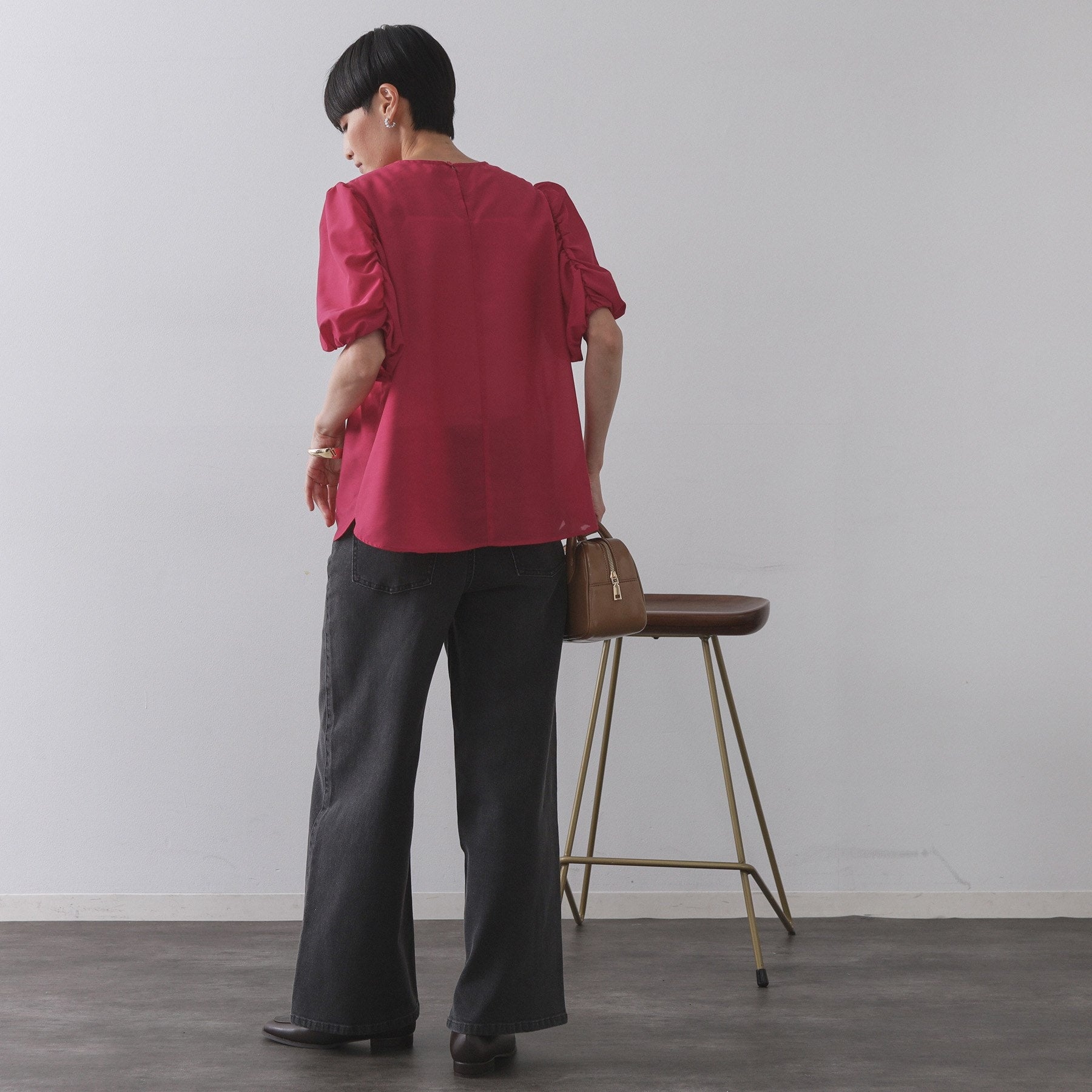 オペーク ドット クリップ OPAQUE.CLIP シアーボリュームスリーブブラウス【洗濯機洗い可】 （レッド(062)） レッド(062)