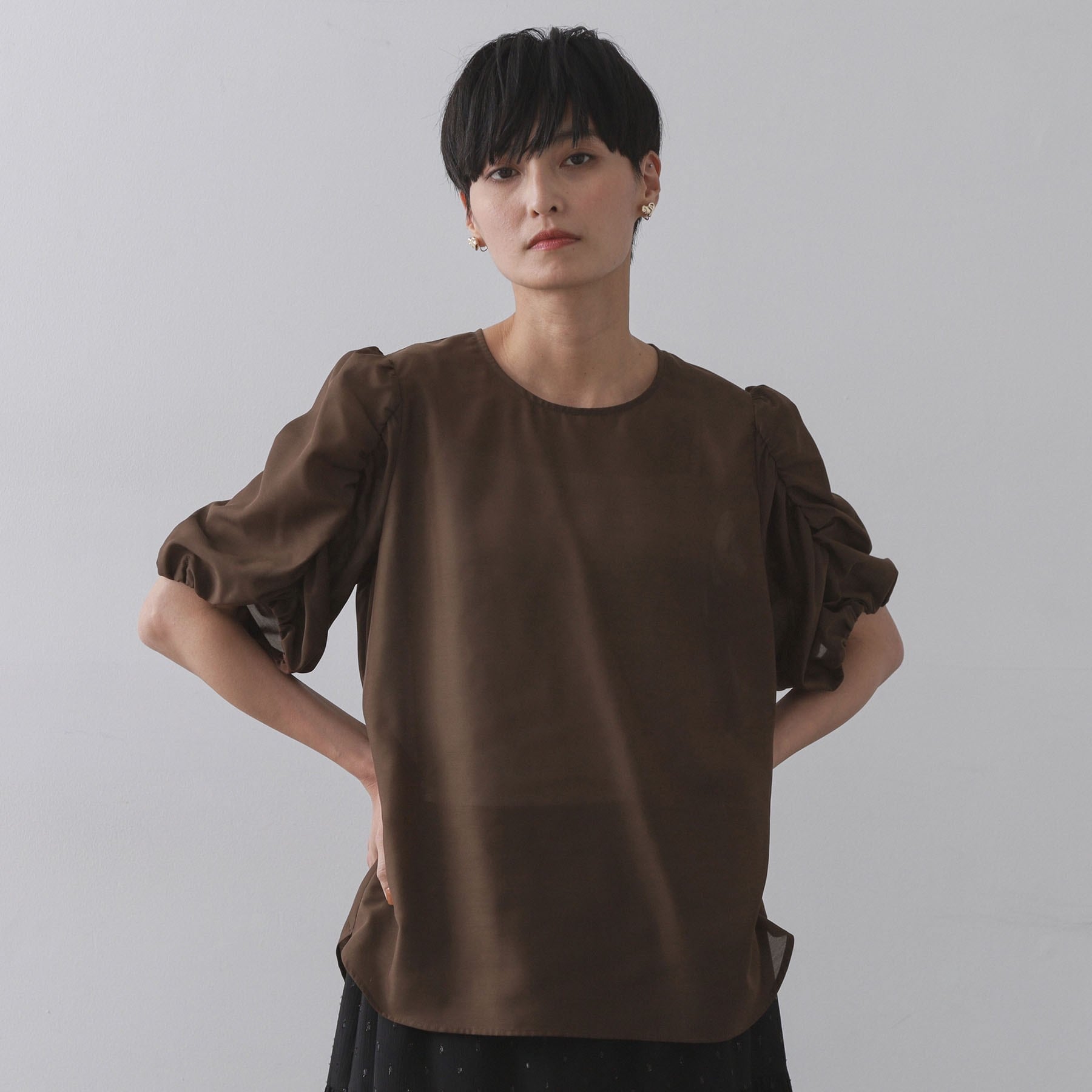 オペーク ドット クリップ OPAQUE.CLIP シアーボリュームスリーブブラウス【洗濯機洗い可】 （レッド(062)） レッド(062)