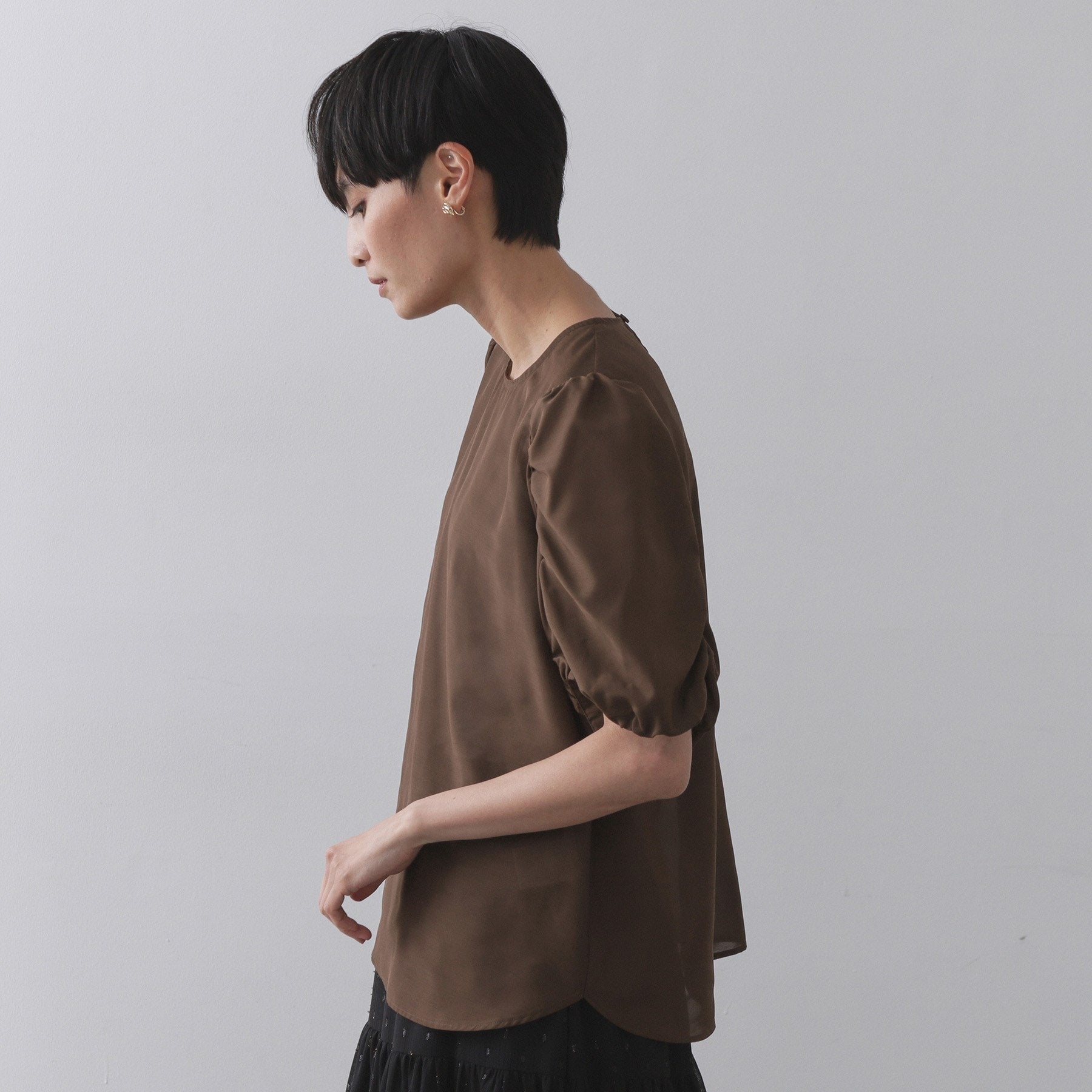 オペーク ドット クリップ OPAQUE.CLIP シアーボリュームスリーブブラウス【洗濯機洗い可】 （レッド(062)） レッド(062)