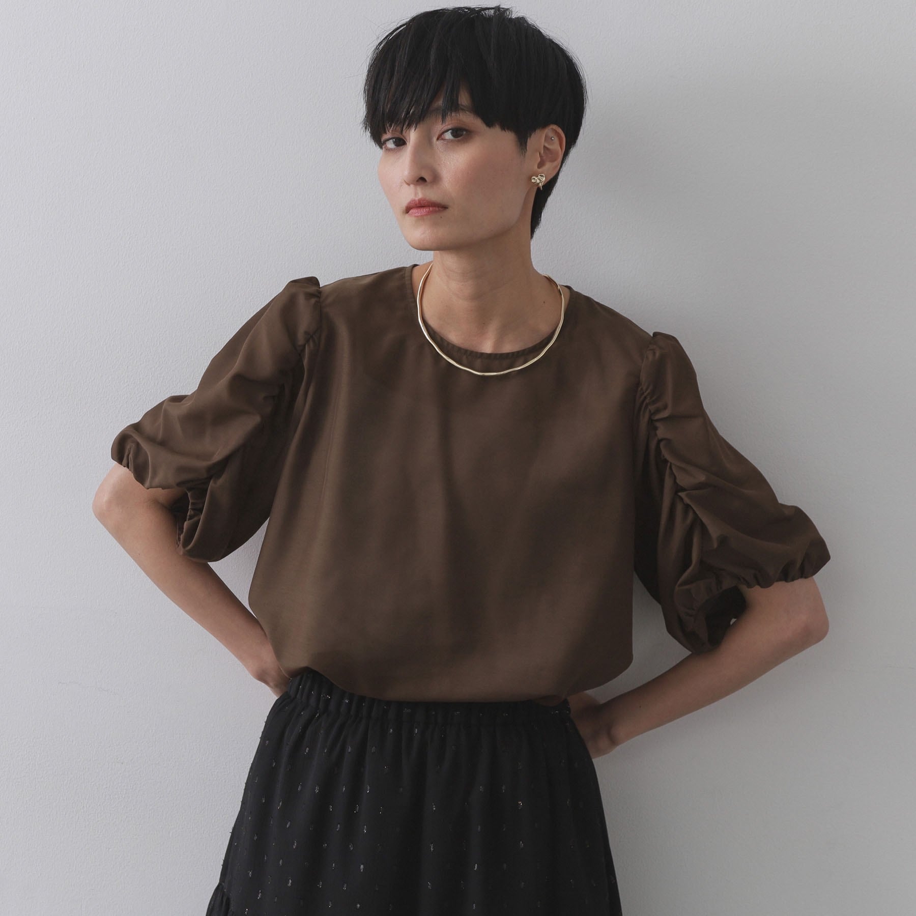 オペーク ドット クリップ OPAQUE.CLIP シアーボリュームスリーブブラウス【洗濯機洗い可】 （レッド(062)） レッド(062)