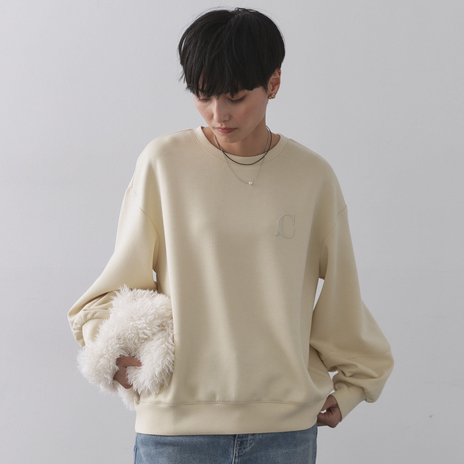 オペーク ドット クリップ OPAQUE.CLIP ワンポイント刺繍ダンボールトップス【UVケア／洗濯機洗い可】 （ライトイエロー(030)） ライトイエロー(030)