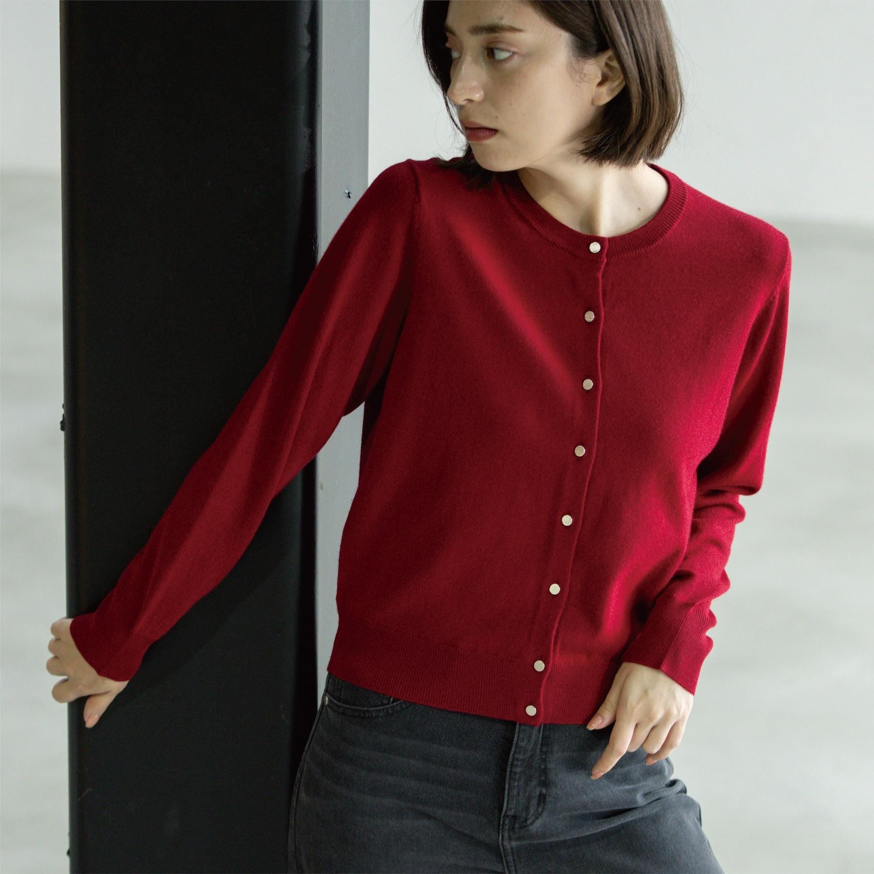 オペーク ドット クリップ OPAQUE.CLIP 《6色展開／SーLLサイズ》クルーニットカーディガン／FILIVIVI／フィルビビ【洗濯機洗い可】 （レッド(063)） レッド(063)