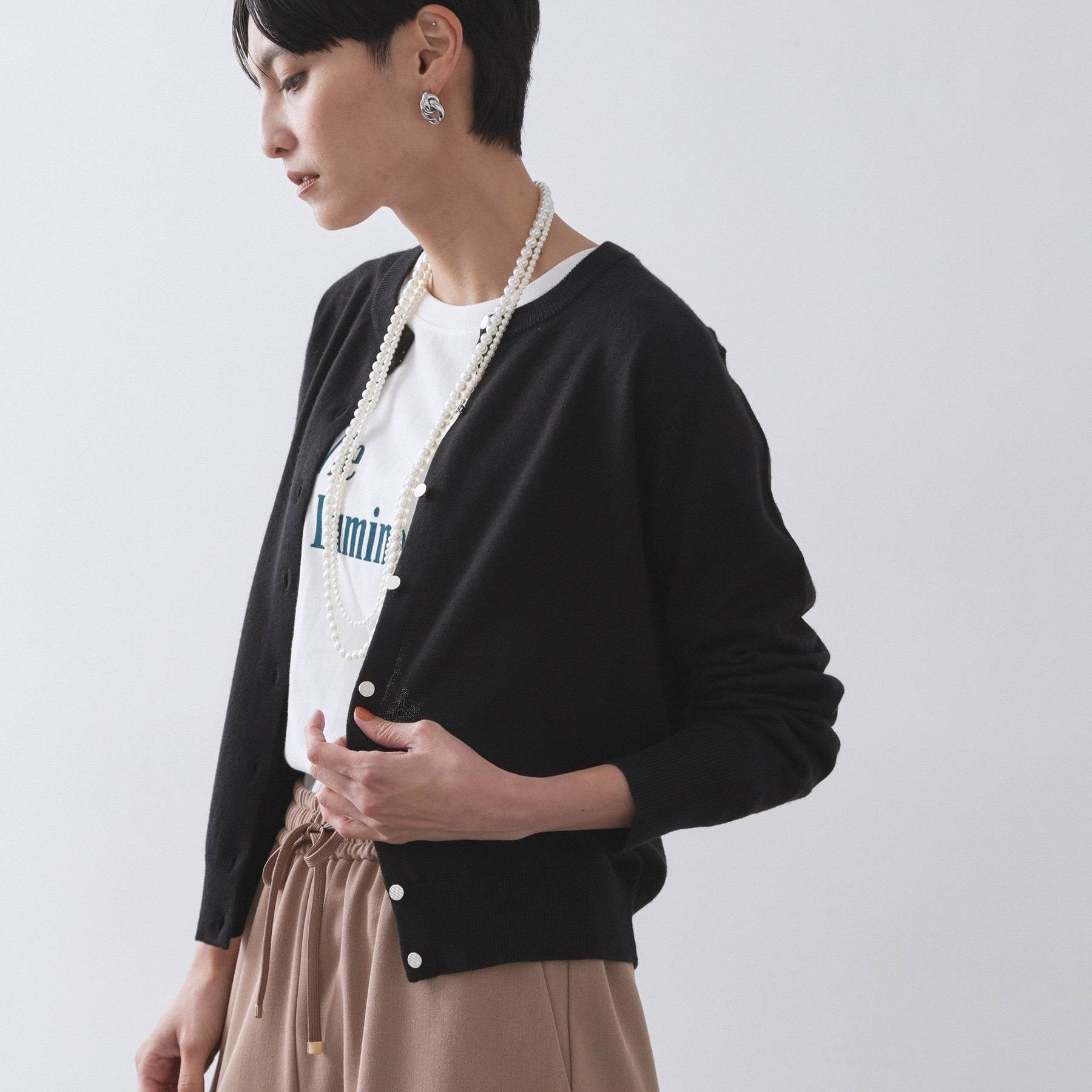 オペーク ドット クリップ OPAQUE.CLIP 《6色展開／SーLLサイズ》クルーニットカーディガン／FILIVIVI／フィルビビ【洗濯機洗い可】 （レッド(063)） レッド(063)