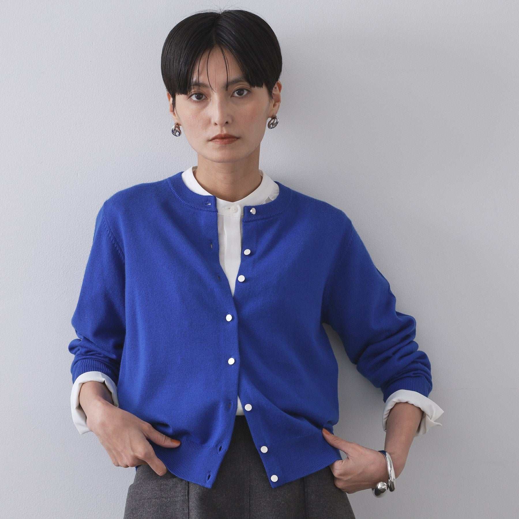 オペーク ドット クリップ OPAQUE.CLIP 《6色展開／SーLLサイズ》クルーニットカーディガン／FILIVIVI／フィルビビ【洗濯機洗い可】 （レッド(063)） レッド(063)