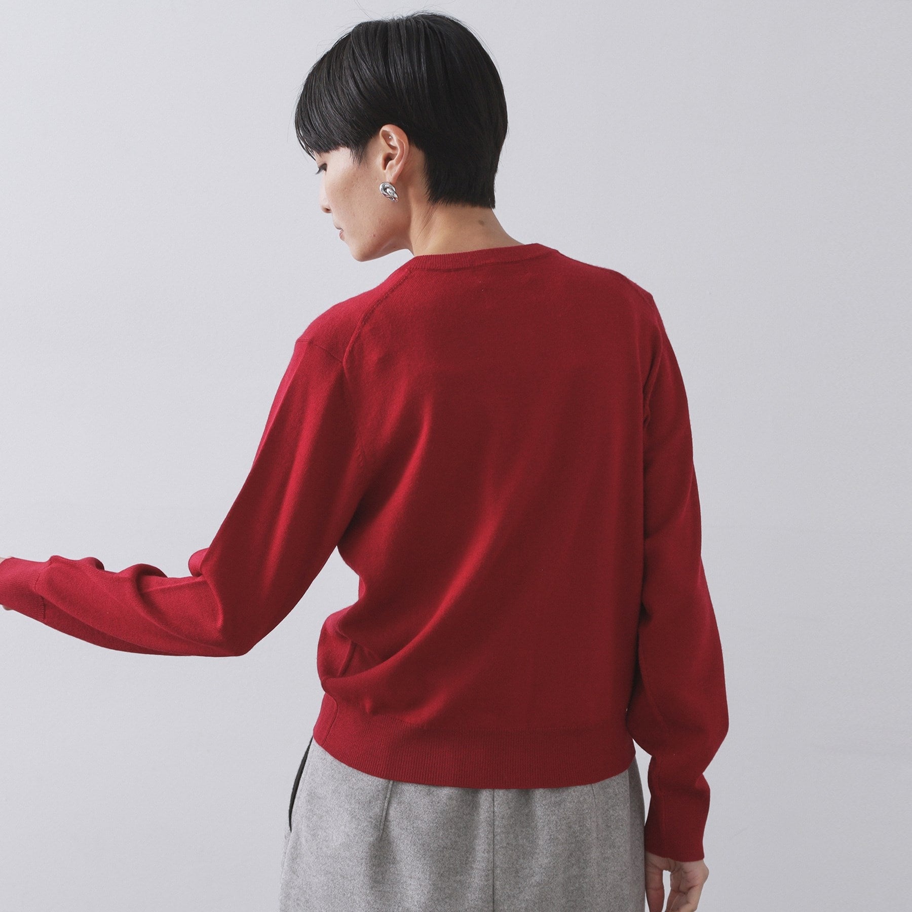 オペーク ドット クリップ OPAQUE.CLIP 《6色展開／SーLLサイズ》クルーニットカーディガン／FILIVIVI／フィルビビ【洗濯機洗い可】 （レッド(063)） レッド(063)