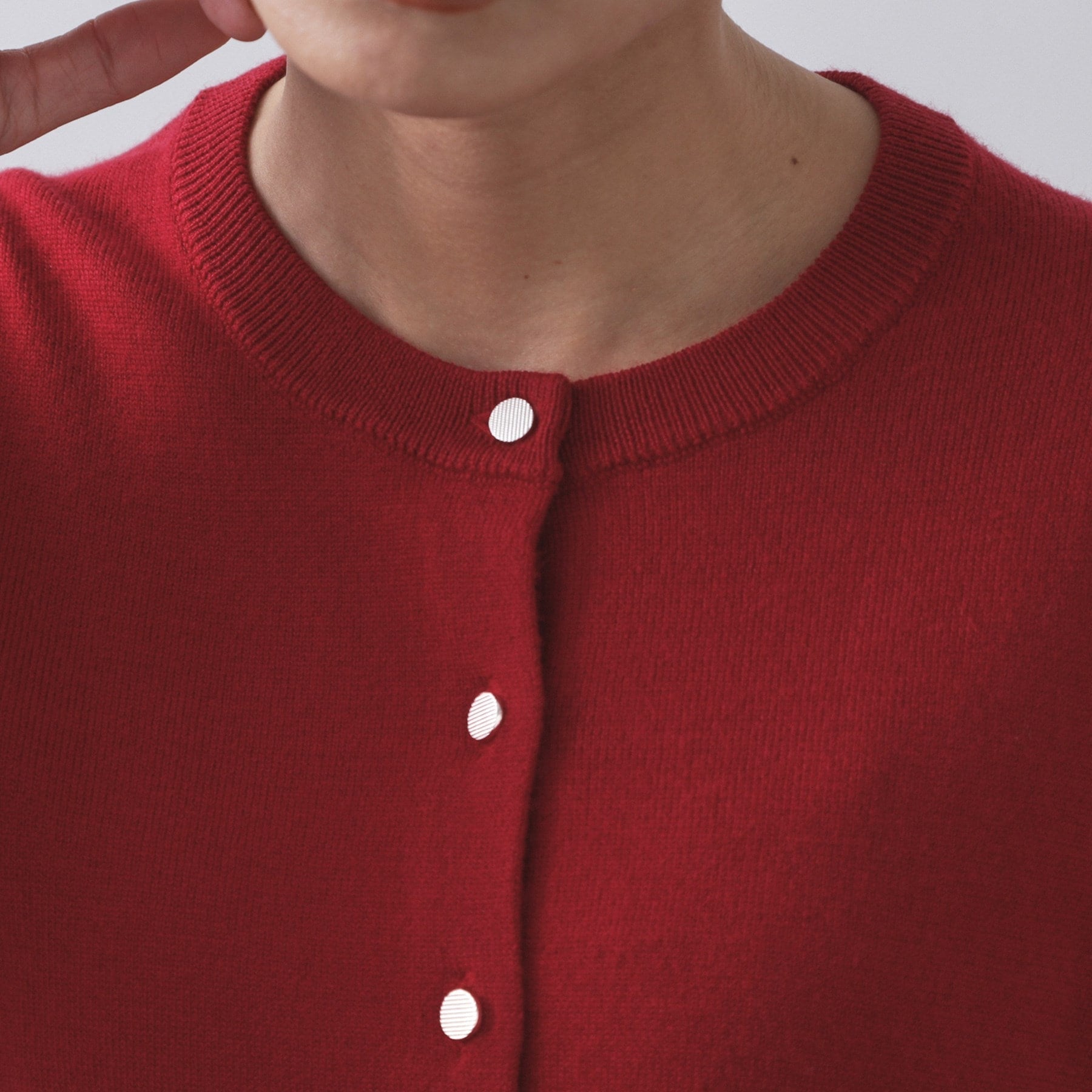 オペーク ドット クリップ OPAQUE.CLIP 《6色展開／SーLLサイズ》クルーニットカーディガン／FILIVIVI／フィルビビ【洗濯機洗い可】 （レッド(063)） レッド(063)