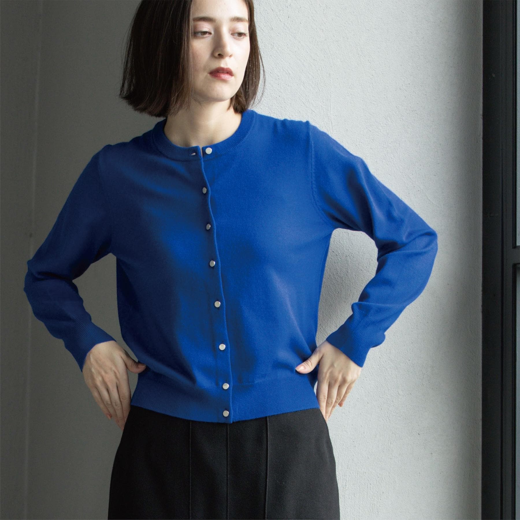 オペーク ドット クリップ OPAQUE.CLIP 《6色展開／SーLLサイズ》クルーニットカーディガン／FILIVIVI／フィルビビ【洗濯機洗い可】 （ブルー(893)） ブルー(893)