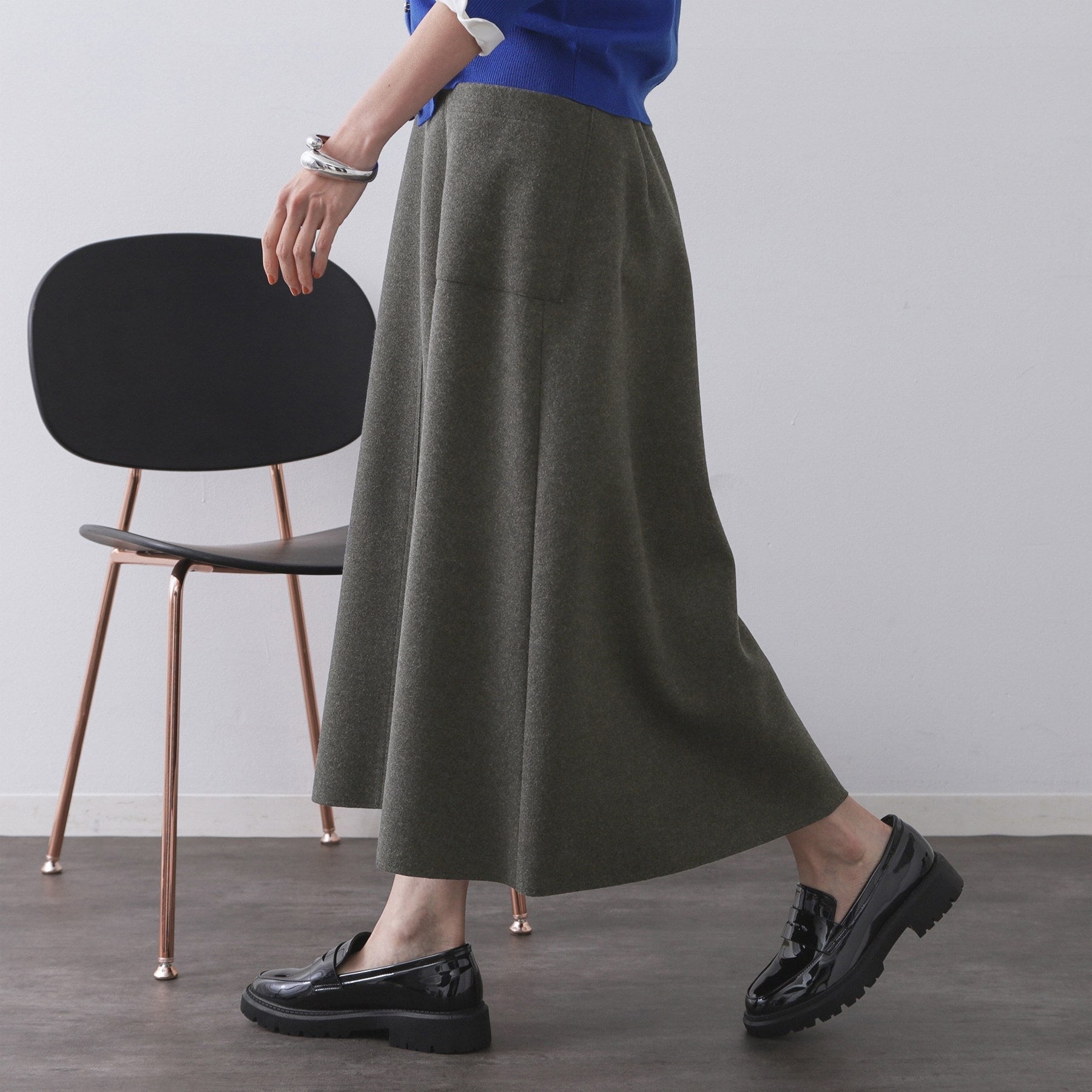 オペーク ドット クリップ OPAQUE.CLIP ウールライクフレアスカート【洗濯機洗い可】 （グレー(012)） グレー(012)