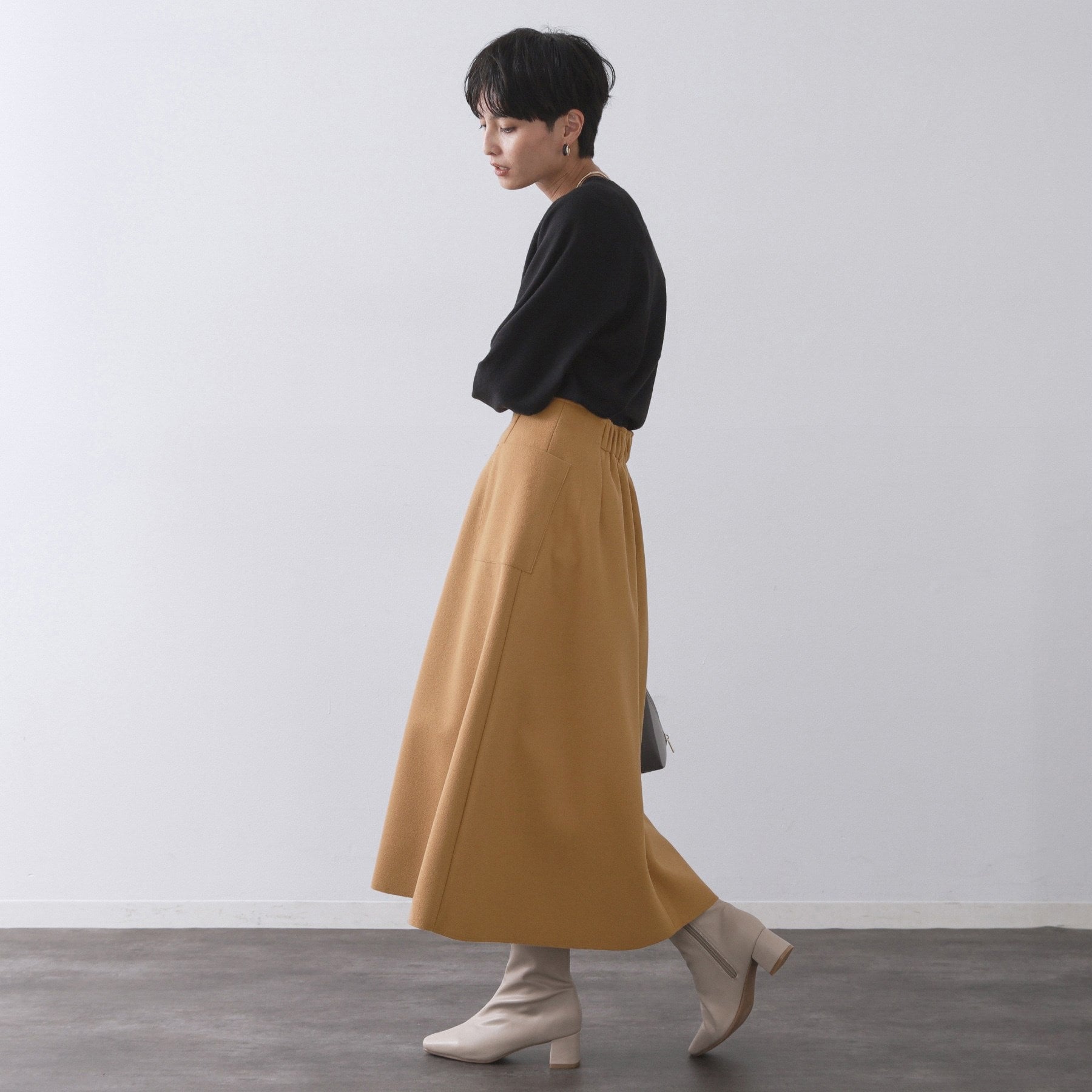 オペーク ドット クリップ OPAQUE.CLIP ウールライクフレアスカート【洗濯機洗い可】 （グレー(012)） グレー(012)