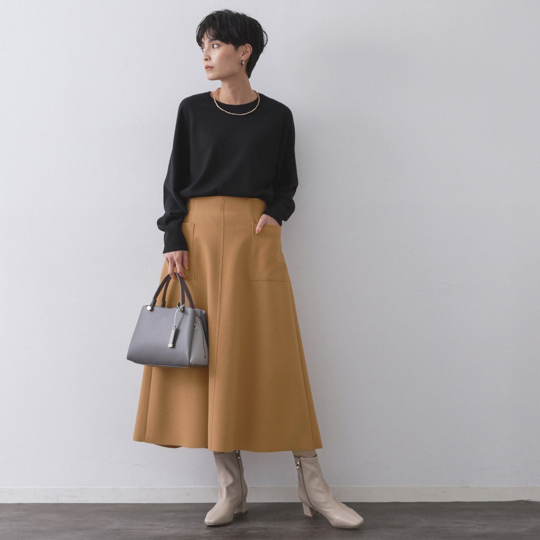 オペーク ドット クリップ OPAQUE.CLIP ウールライクフレアスカート【洗濯機洗い可】 （グレー(012)） グレー(012)