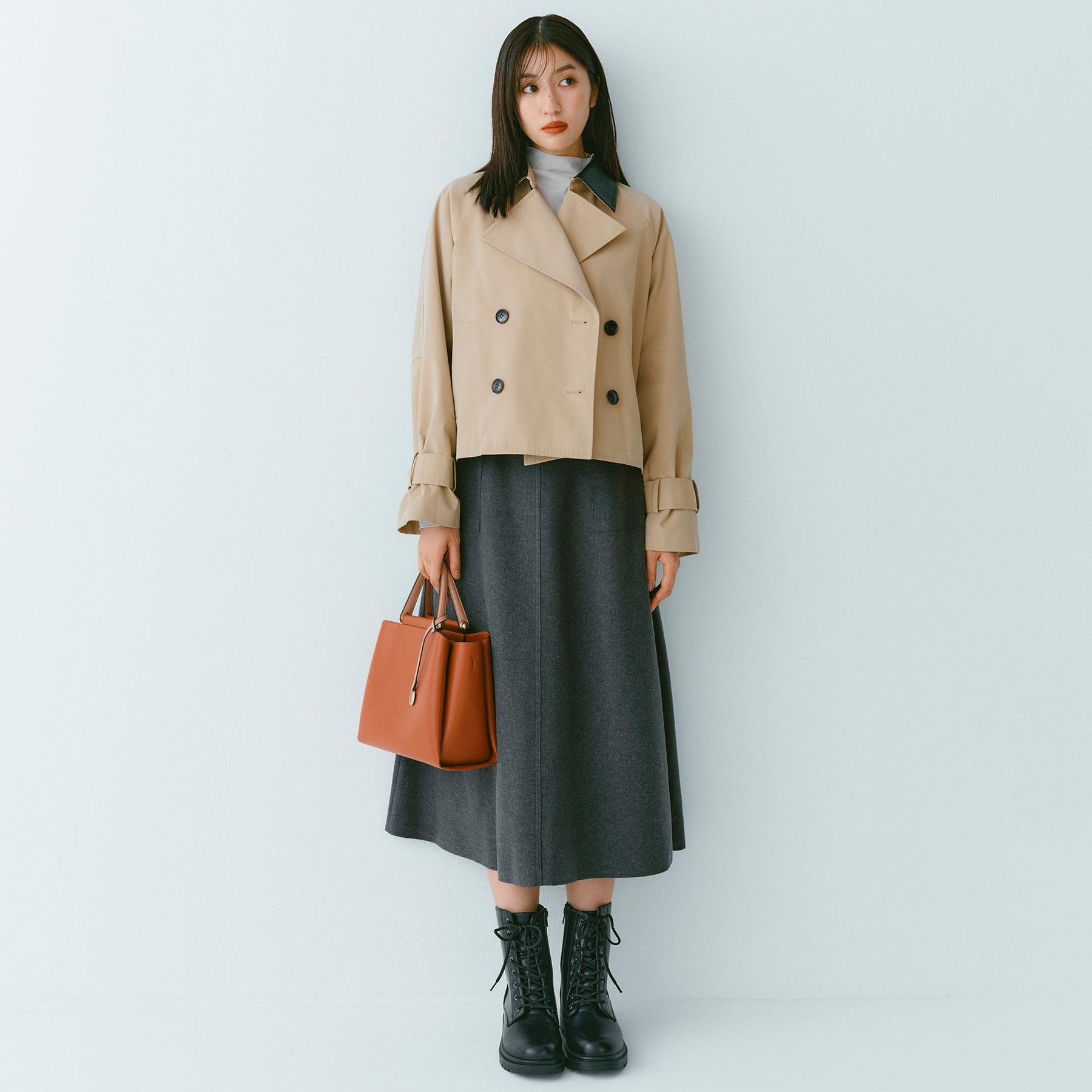 オペーク ドット クリップ OPAQUE.CLIP ウールライクフレアスカート【洗濯機洗い可】 （グレー(012)） グレー(012)