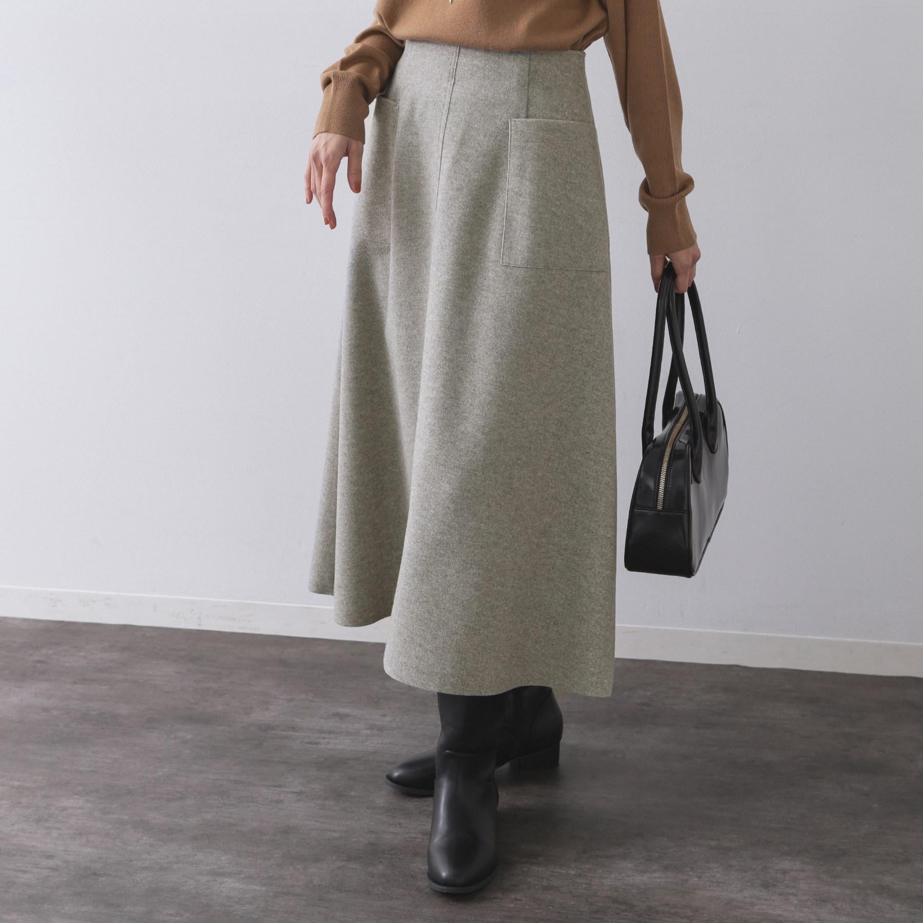 オペーク ドット クリップ OPAQUE.CLIP ウールライクフレアスカート【洗濯機洗い可】 （グレー(012)） グレー(012)